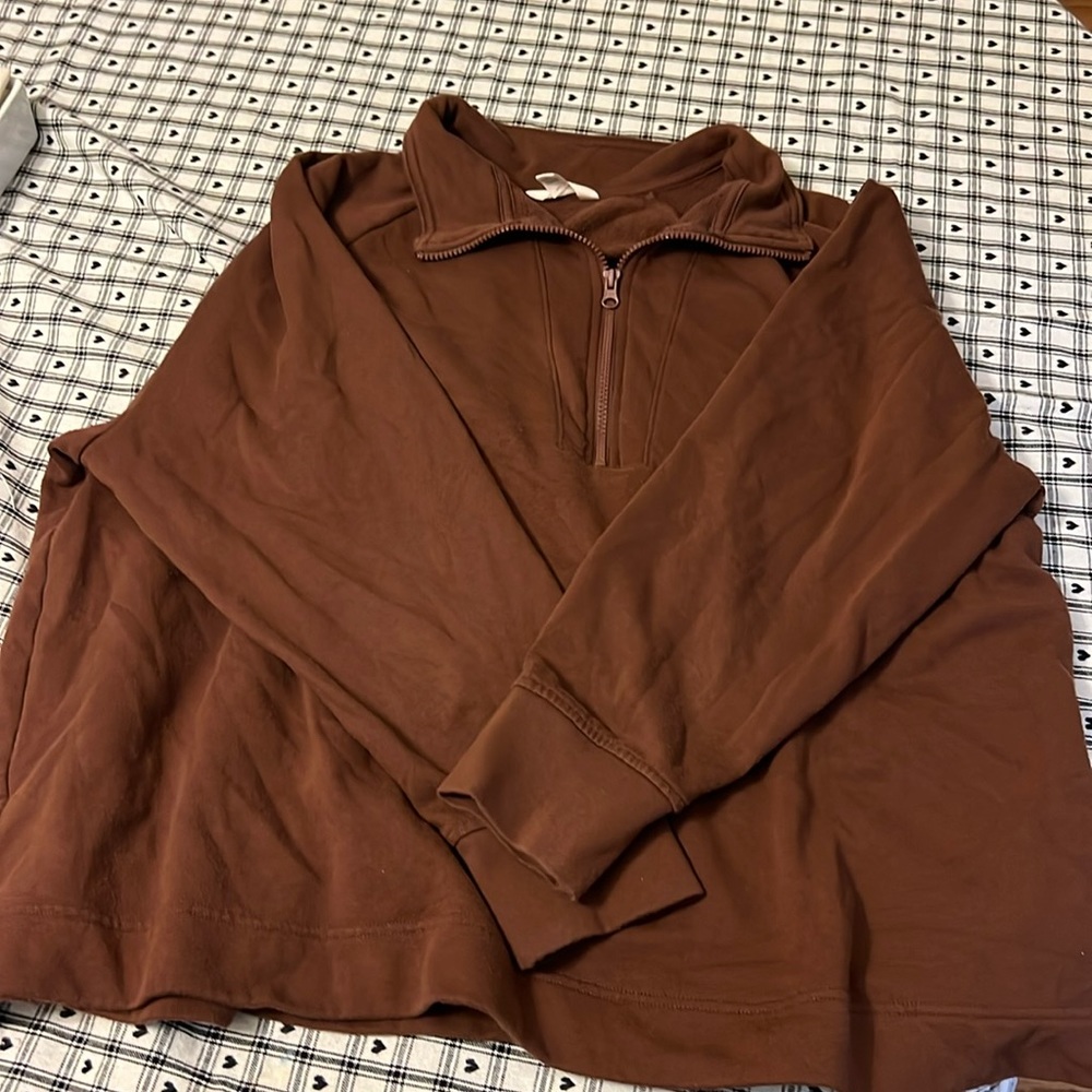 Brown collared zip up sweater size 3X